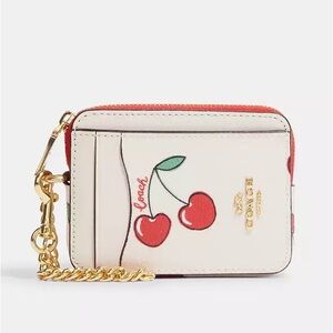 🍒ISO 2023 COACH CHERRY ZIP CARD WALLET🍒